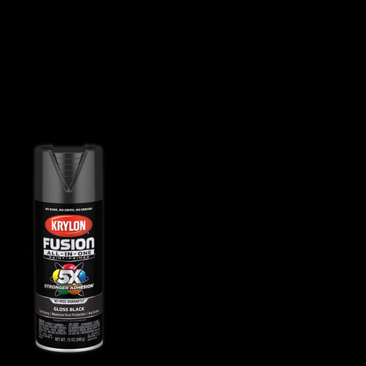 Krylon Fusion All-In-One Gloss Black Paint + Primer Spray Paint 12 oz (Pack of 6).