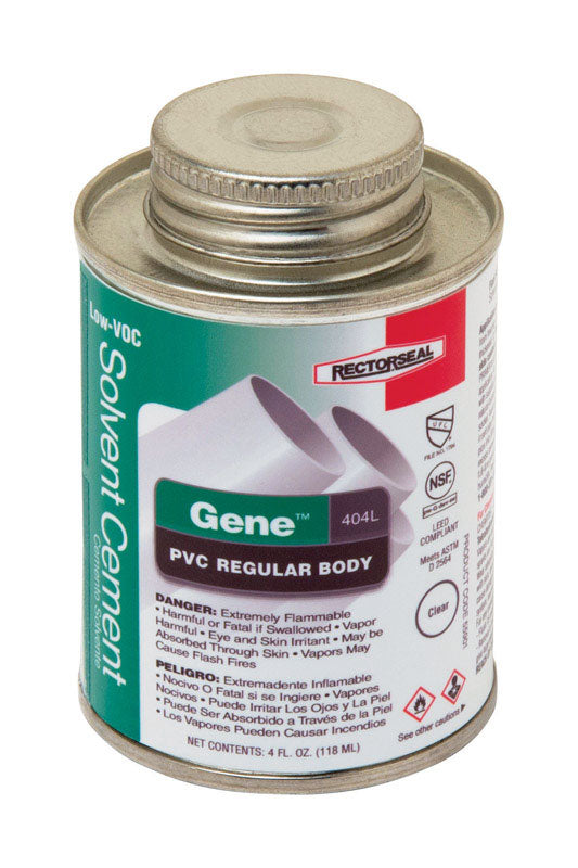 Rectorseal Gene Clear Solvent Cement For PVC 4 oz
