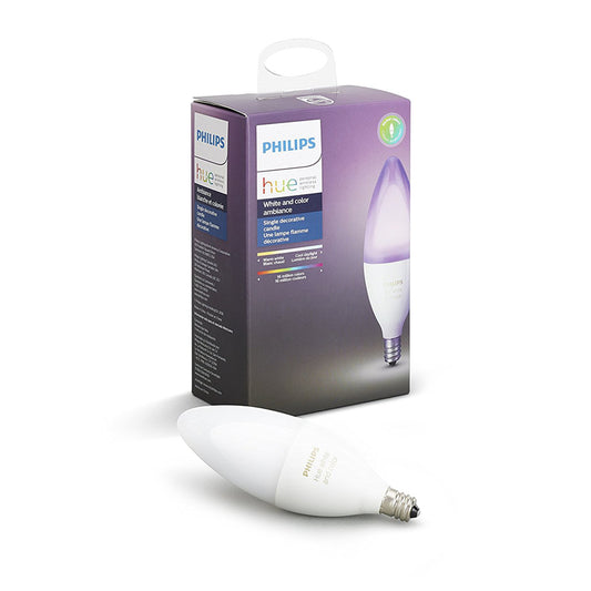 Philips Hue B39 E12 (Candelabra) LED Smart Bulb White and Color Ambiance 40 Watt Equivalence 1 pk