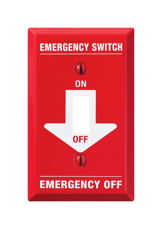 Amerelle Pro Emergency Red/White 1 gang Stamped Steel Toggle Emergency Switch Wall Plate 1 pk
