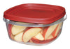 Rubbermaid Clear Plastic Square BPA-Free Food Storage Container 7 L x 3 H x 7 W in. with Red Lid