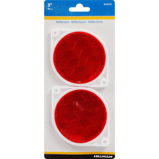 Hillman 3 in. Round Red Reflectors 2 pk (Pack of 6)