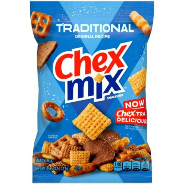 General Mills Chex Mix - Mezcla de bocadillos tradicionales salados, 4.5 oz (paquete de 8)