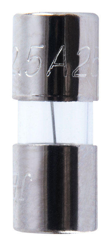 Jandorf 2.5 A 250 V Plated Brass Glass Fast Acting Fuse