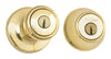 Kwikset Tylo Polished Brass Entry Lock and Single Cylinder Deadbolt 1-3/4 in.