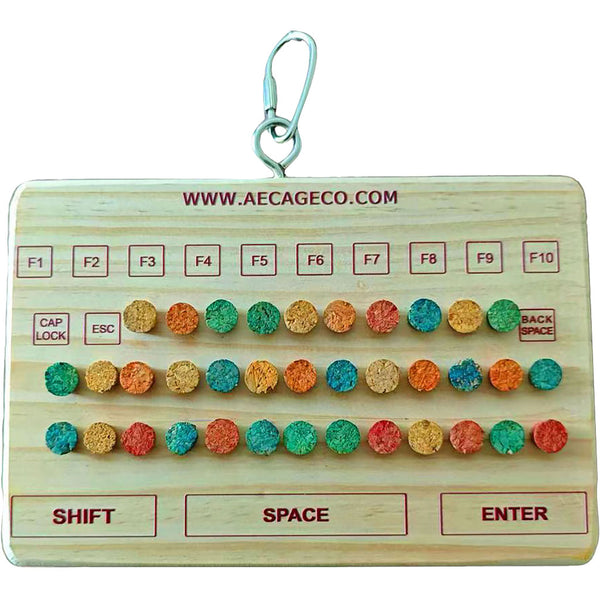 A&E Cage Company Happy Beaks Wood and Cork Keyboard Hanging Bird Toy 7.09 in H x 4.72 in L with Wooden Board and Beads