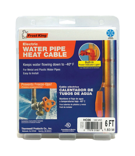 Cable calefactor Frost King de 6 ft. de largo para techo y canalón/tubería de agua - Oferta de la semana