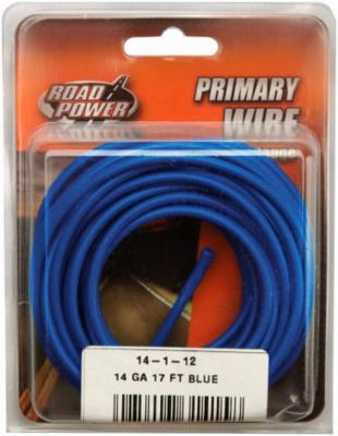 Cable primario, azul, calibre 14, 17 pies.