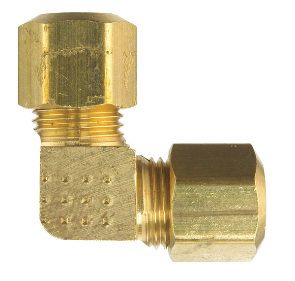 Codo de compresión de latón amarillo JMF de 1/4 pulg. x 1/4 pulg. de diámetro (paquete de 2)