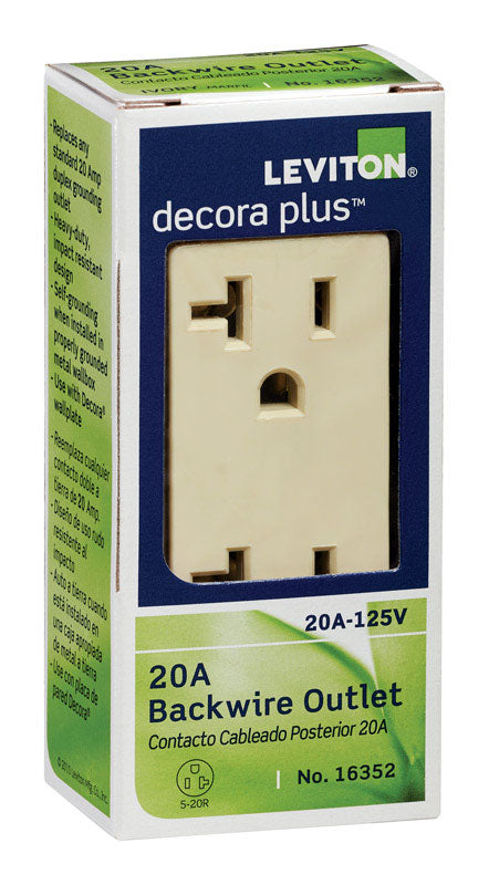 Leviton Decora Plus 20 amps 125 V Duplex Ivory Outlet 5-20R 1 pk