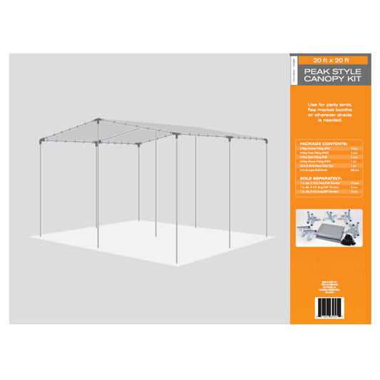 AHC Silver Water-Resistant Heavy Duty Steel Frame & Polyethylene Canopy Tarp 20 x 20 ft.
