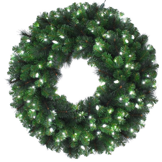 Celebrations Platinum 26 in. D LED Prelit Pure White Pine Wreath (Pack of 4)