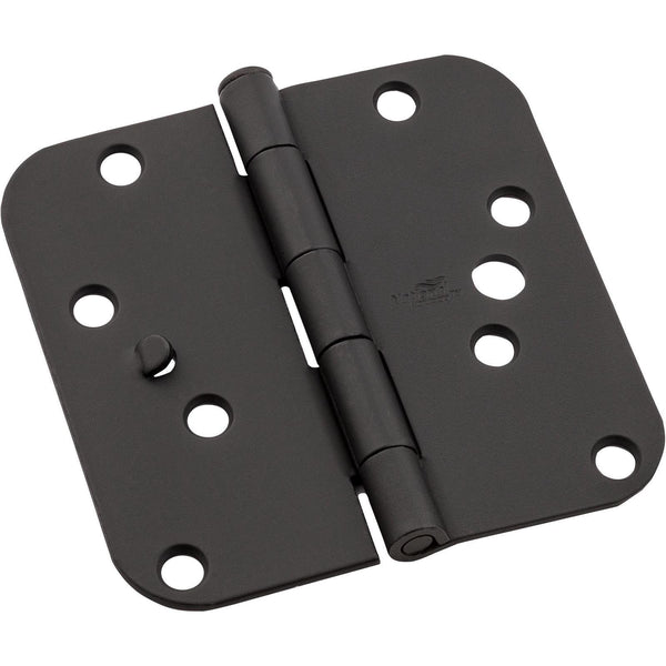 Bisagras de puerta de esquina de radio de 5/8 de 4 pulgadas con perno de seguridad nacional, paquete de 3, color negro