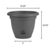 Bloem Lucca Charcoal Gray Resin UV-Resistant Round Self-Watering Planter 10.8 H x 13 Dia. in.