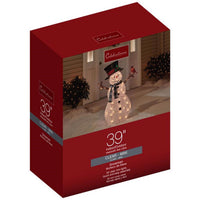 Celebrations Incandescent Clear Snowman with Cardinal 3.25 ft. Yard Decor