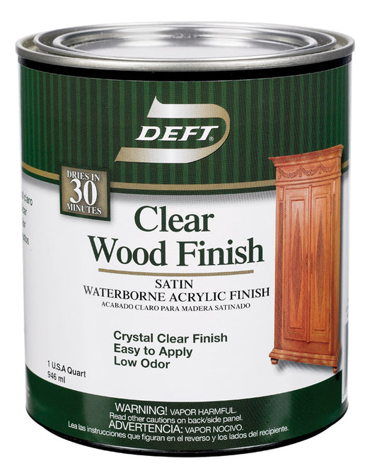 Deft Satin Clear Water-Based Acrylic Finish and Sealer 1 qt. (Pack of 4)
