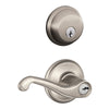 Schlage Flair Satin Nickel Lever and Single Cylinder Deadbolt 1-3/4 in.