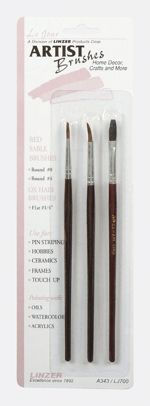 Linzer 1..25 in. W Assorted Artist Paint Brush Set (Pack of 12)