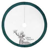 Celebrations Home Green/White Merry Christmas Deer Tree Skirt 48 in. (Pack of 4)