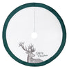 Celebrations Home Green/White Merry Christmas Deer Tree Skirt 48 in. (Pack of 4)