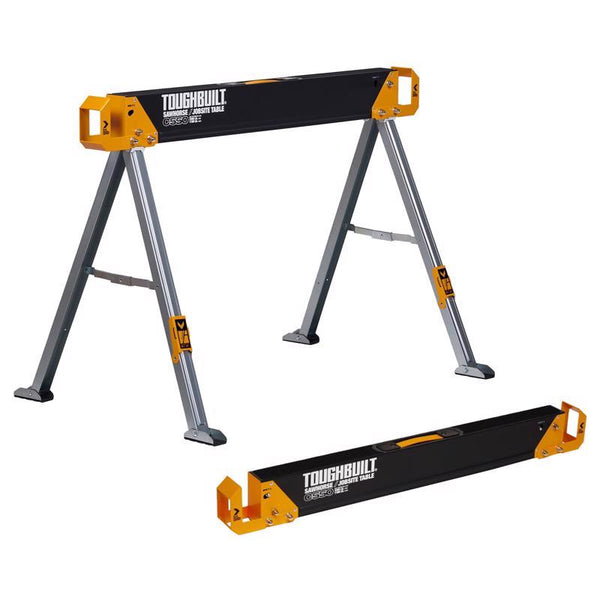 Caballete plegable ToughBuilt de 28,82 pulg. de alto x 41,54 pulg. de ancho x 26,57 pulg. de profundidad, capacidad de 1100 lb, 1 pieza