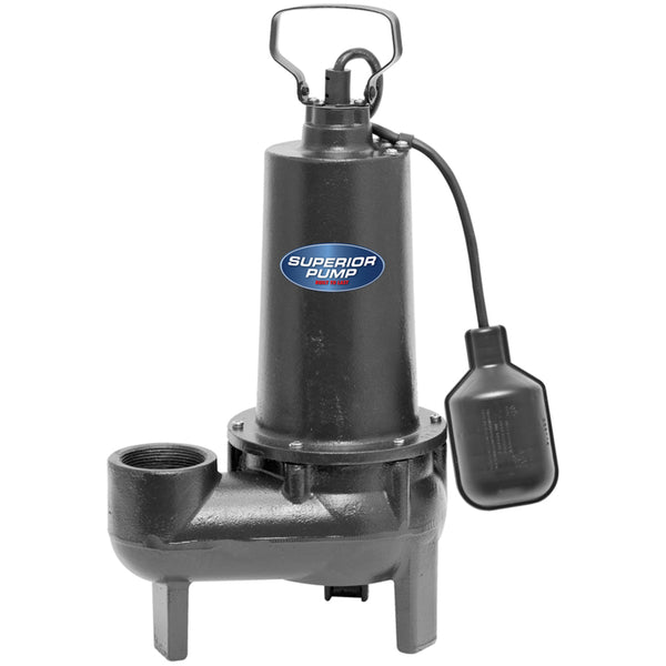 Bomba de aguas residuales con interruptor de flotador anclado de hierro fundido de 1/2 HP y 4800 gph de Superior Pump