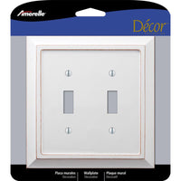 Amerelle Savannah White 2 gang Wood Toggle Wall Plate 1 pk