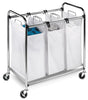 Honey-Can-Do White Cotton/Steel Triple Laundry Sorter
