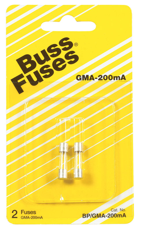Bussmann Nickel Plated Brass 0.2A 120V Fast Acting Glass Tube Fuse 0.197 x 0.788 in.