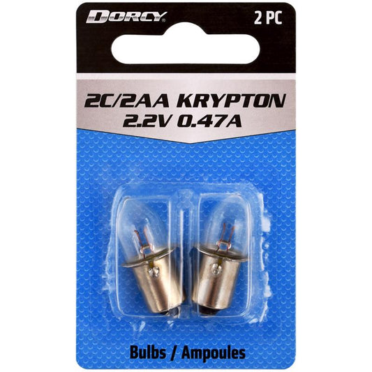 Dorcy 2C/2AA Krypton Flashlight Bulb 2.2 volt Bayonet Base (Pack of 12)