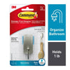 3M Command 1.18 in. L Satin Nickel Silver Adhesive Hook