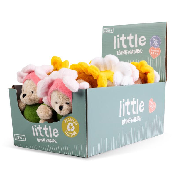 PELUCHE ANIMALES DE PIE CON FLORES (paquete de 12)