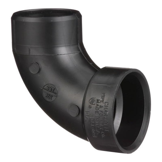 Charlotte Pipe 1-1/2 in. Hub X 1-1/2 in. D Spigot ABS 90 Degree Elbow