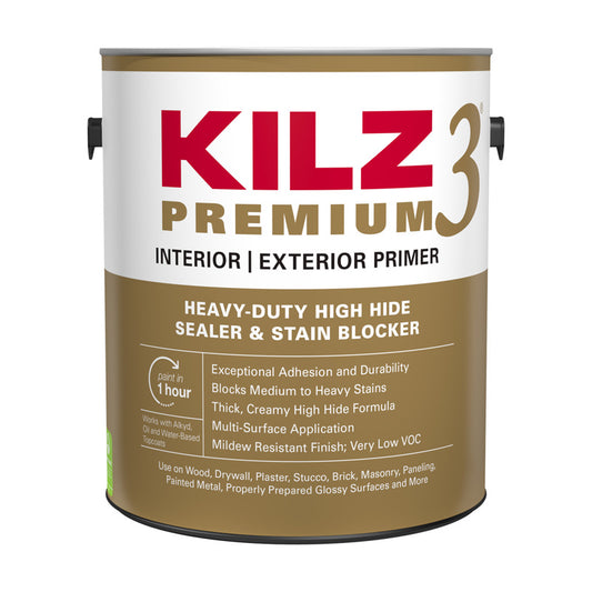 KILZ White Premium Water-Base Interior/Exterior Sealer & Stain Blocking Primer 1 gal. (Pack of 4)