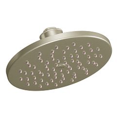 Brushed nickel one-function 8" diameter spray head eco-performance rainshower