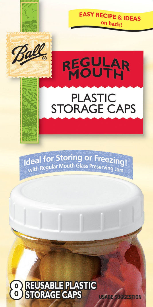 Ball 36010 Regular Mouth Plastic Storage Caps 8 Count (Pack of 6)