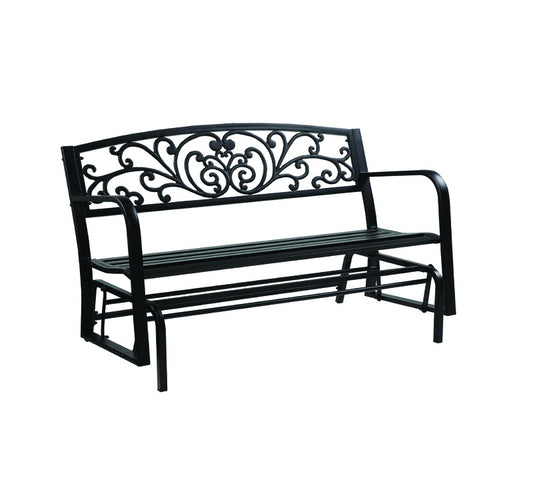 Living Accents 3 Person Black Steel Bench Glider