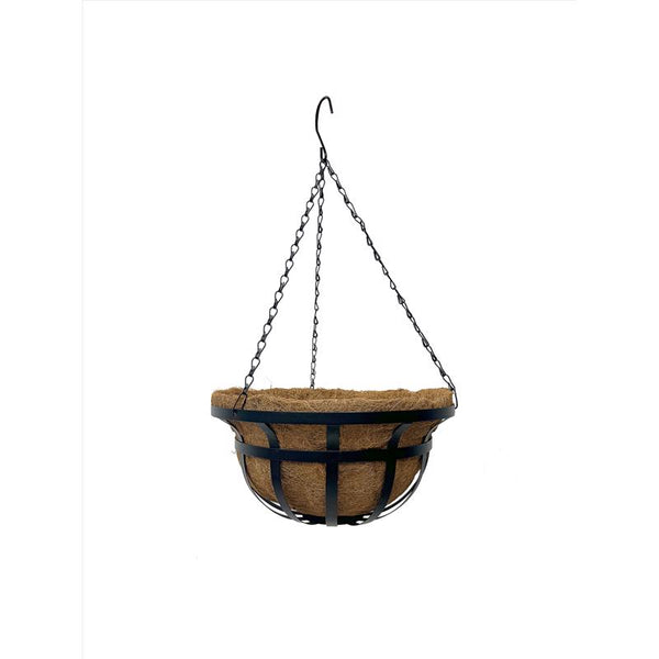 Canasta colgante de fibra de coco de 14 pulgadas de ancho de Living Accents, color negro