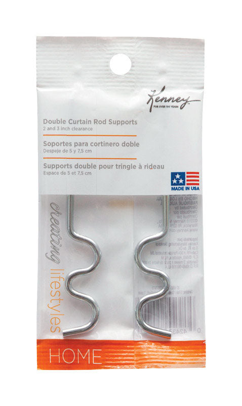 Kenney Chrome Silver Steel Curtain Rod Support Hook 3-1/2 in.