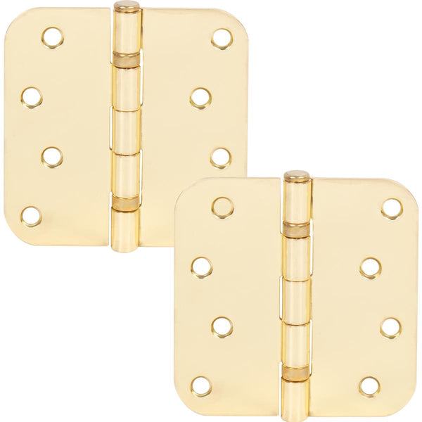 Ball Bearing Hinge, 4 Inches, 5/8" Radius Corner, 2-Pack, Polished Brass by Stone Harbor Hardware