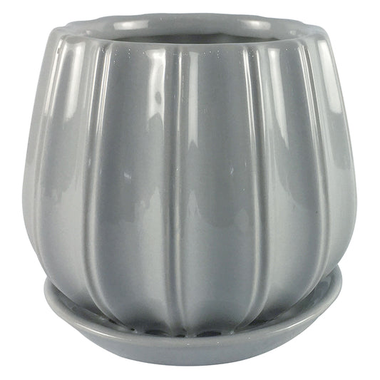 Trendspot Contour 8 in. D Ceramic Planter Gray (Pack of 2)