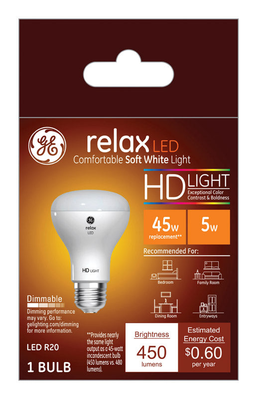 GE relax R20 E26 (Medium) LED Bulb Soft White 45 Watt Equivalence 1 pk