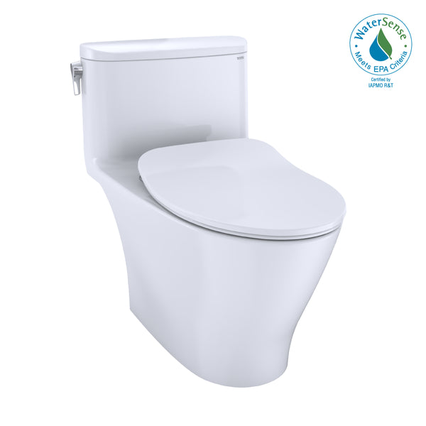 Inodoro TOTO Nexus de una pieza, alargado, de 1.28 GPF, altura universal, con CEFIONTECT y asiento SS234 SoftClose, compatible con WASHLET+, blanco algodón - MS642234CEFG#01