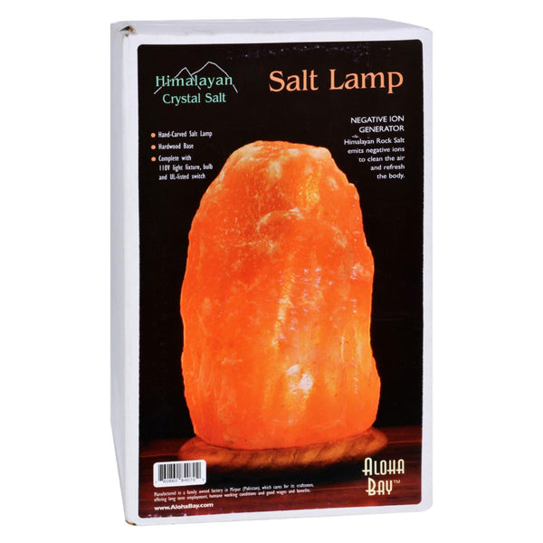 Lámpara de sal del Himalaya con base de madera de 10 pulgadas