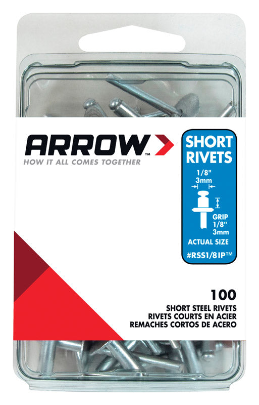 Arrow Fastener Silver Short Steel Rivet 1/8 W x 1/8 D in.