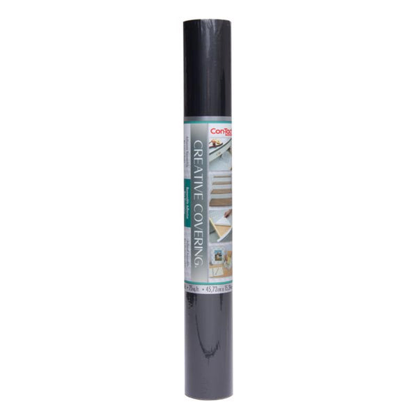 Revestimiento autoadhesivo para estantes Con-Tact Creative Covering de 50 pies de largo y 18 pulgadas de ancho, color negro (paquete de 6)