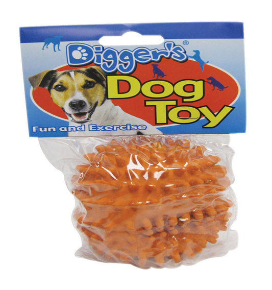 Boss Pet Digger's Orange Latex Needle Ball Ball Dog Toy Medium 1 pk
