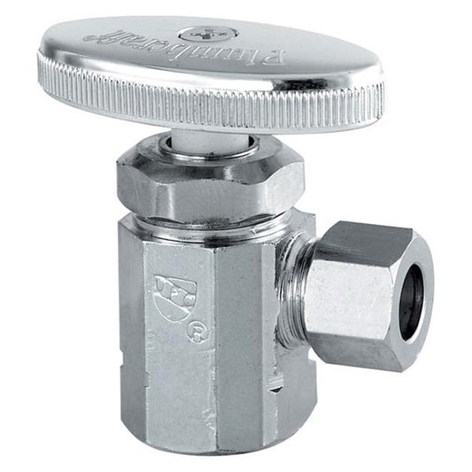 PlumbCraft 1/2 in. FIP in. X 3/8 in. Compression Chrome Plated Angle Valve