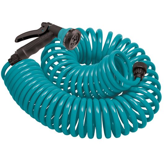 Orbit Blue Coil ABS Threads Hose 25 ft. with 8-Pattern Spray Nozzle