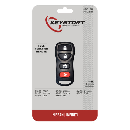 KeyStart Self Programmable Remote Automotive Replacement Key NIS012 Double For Nissan Infiniti